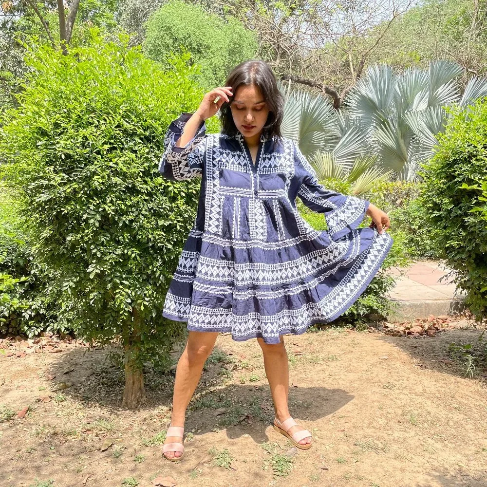A-line Embroidered Mini Dress - Picture 2 of 10